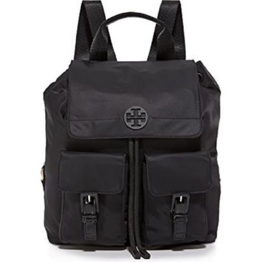 TORY BURCH Quinn Black Nylon/Patent leather Backpack